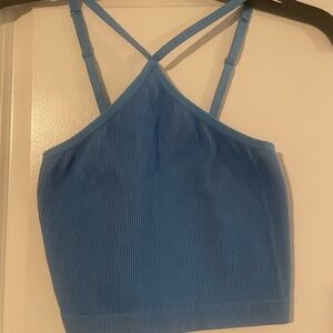 Colsie Blue Crop Fitted Tank Top